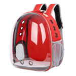 Transparent cat carrier bag red color